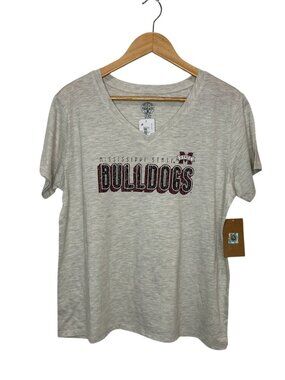 NWT Women's XL (16/18) Mississippi State Bulldogs V-Neck Tee, MSRP $22.99